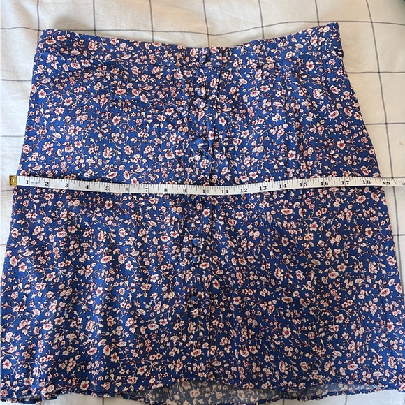 Madewell Porch Side-Button Mini Skirt - Summer Vines Hermitage Blue Size 10 - Picture 14 of 15